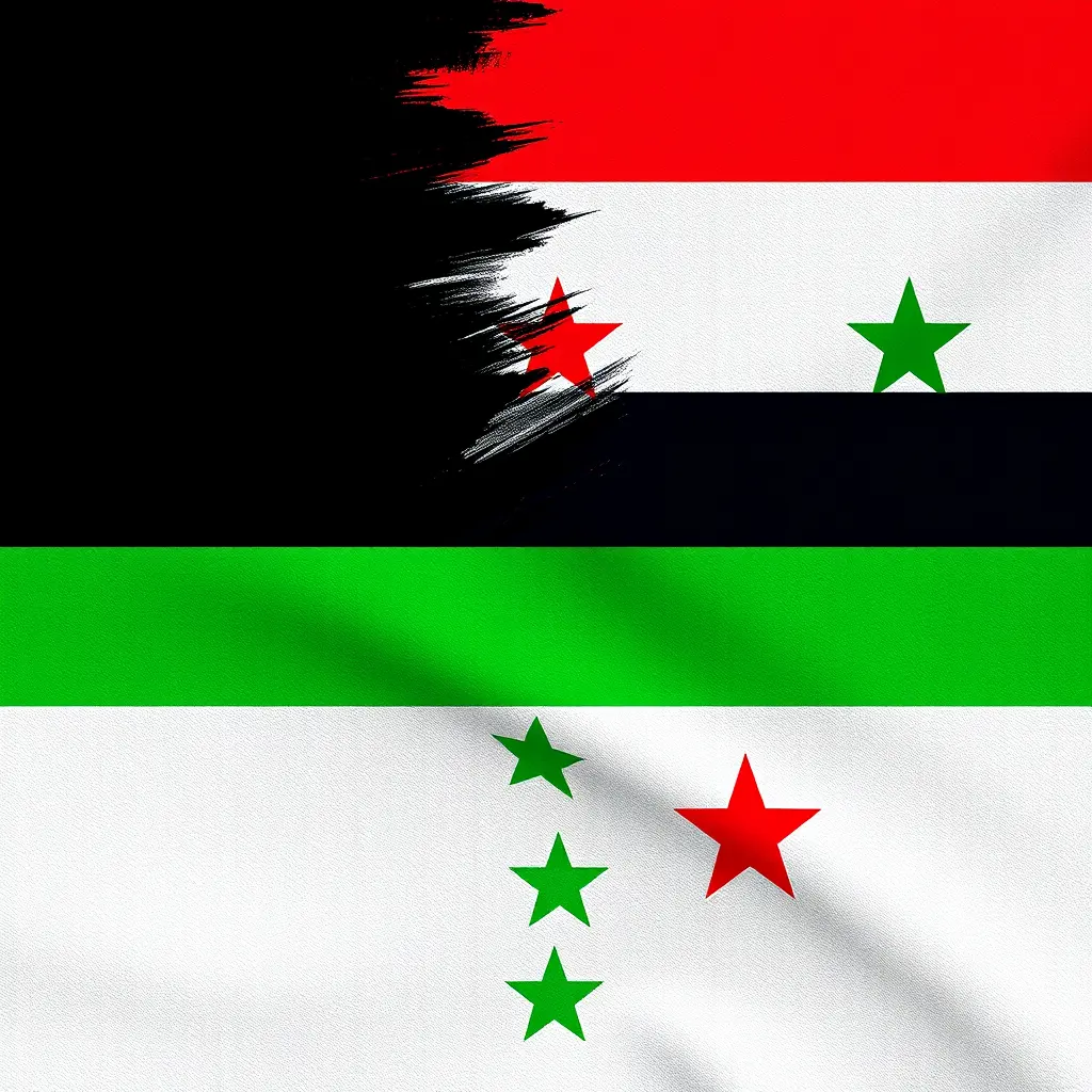 علم سوريا الجديد مع دمجه مع علم اليمن بشكل حلو