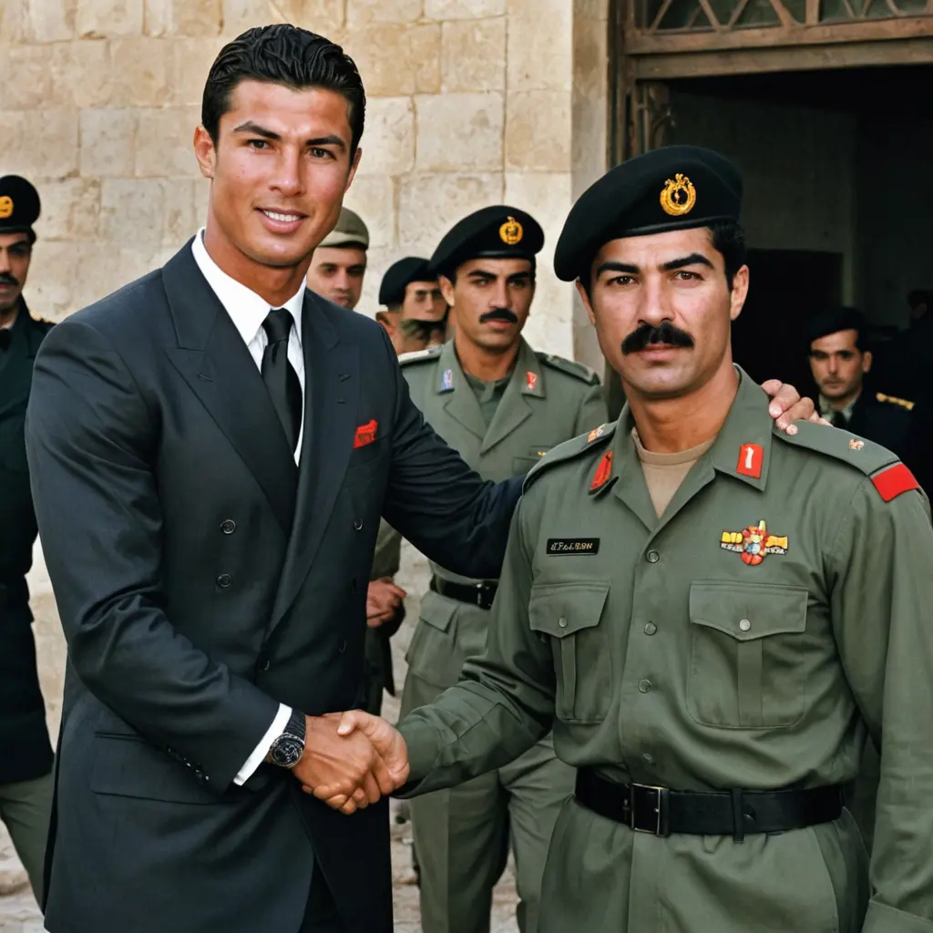 كريستيانو رونالدو مع صدام حسين في الحرب