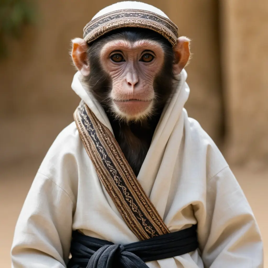 قرد لابس شماغ وثوب