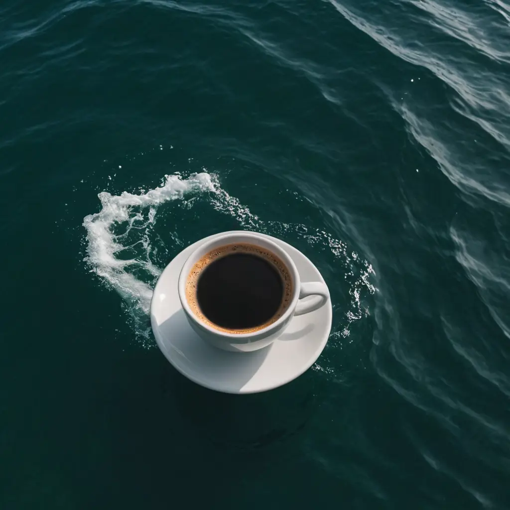 صورة فنجان قهوه ف البحر