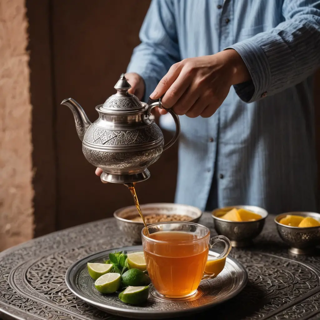 شخص مغربي يصب الشاي