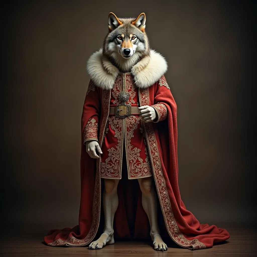 ذئب يرتدي ملابس ملكية
