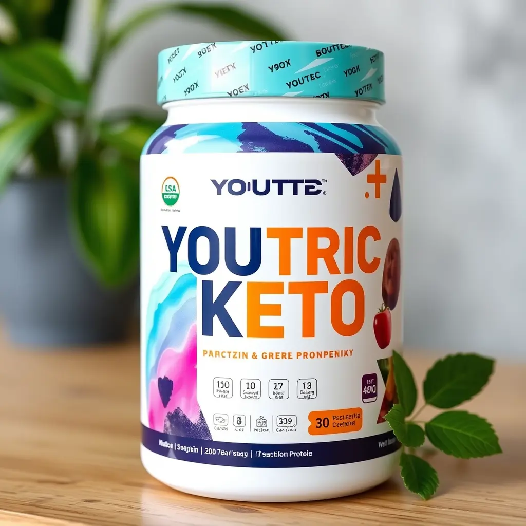 اريد صورة لكوب بروتين youtric keto ويكون بشكل جذاب وجميل وبألوان جميلة جدا