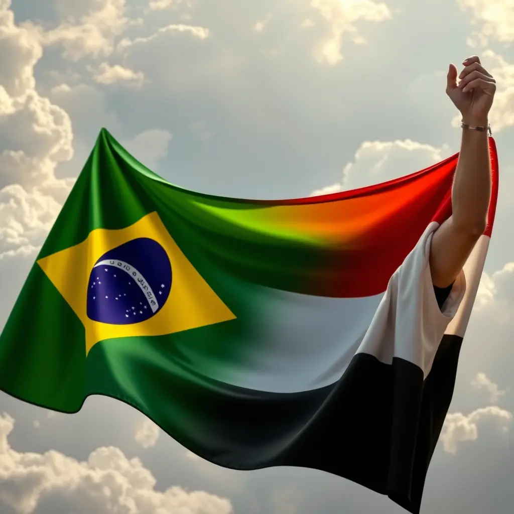 صورة لعراقي يحمل علم البرازيل في الجنه