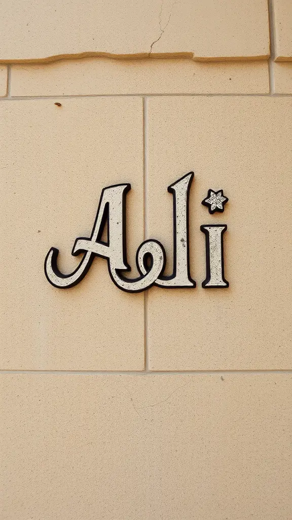 اسم Ali باحرف مزخرفة قديمة