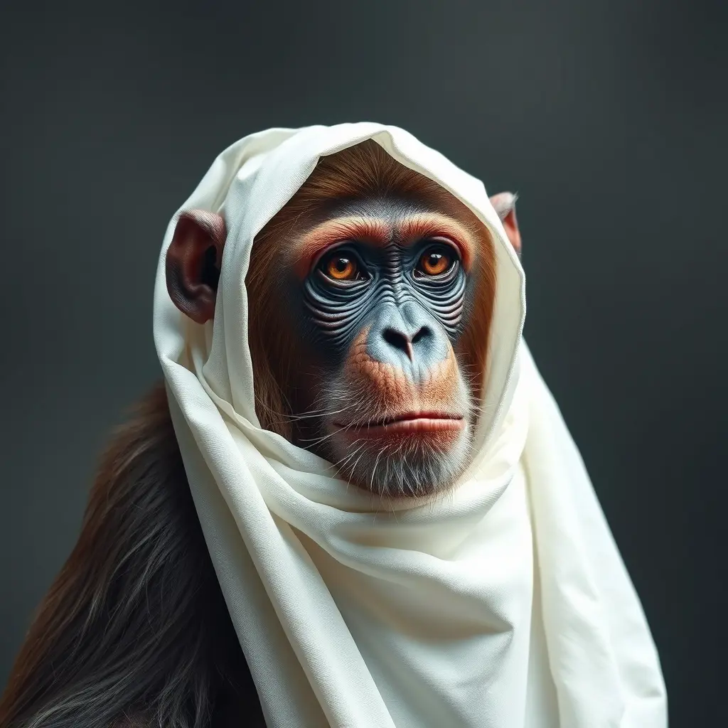 تخيل لي قرد يلبس حجاب ابيض