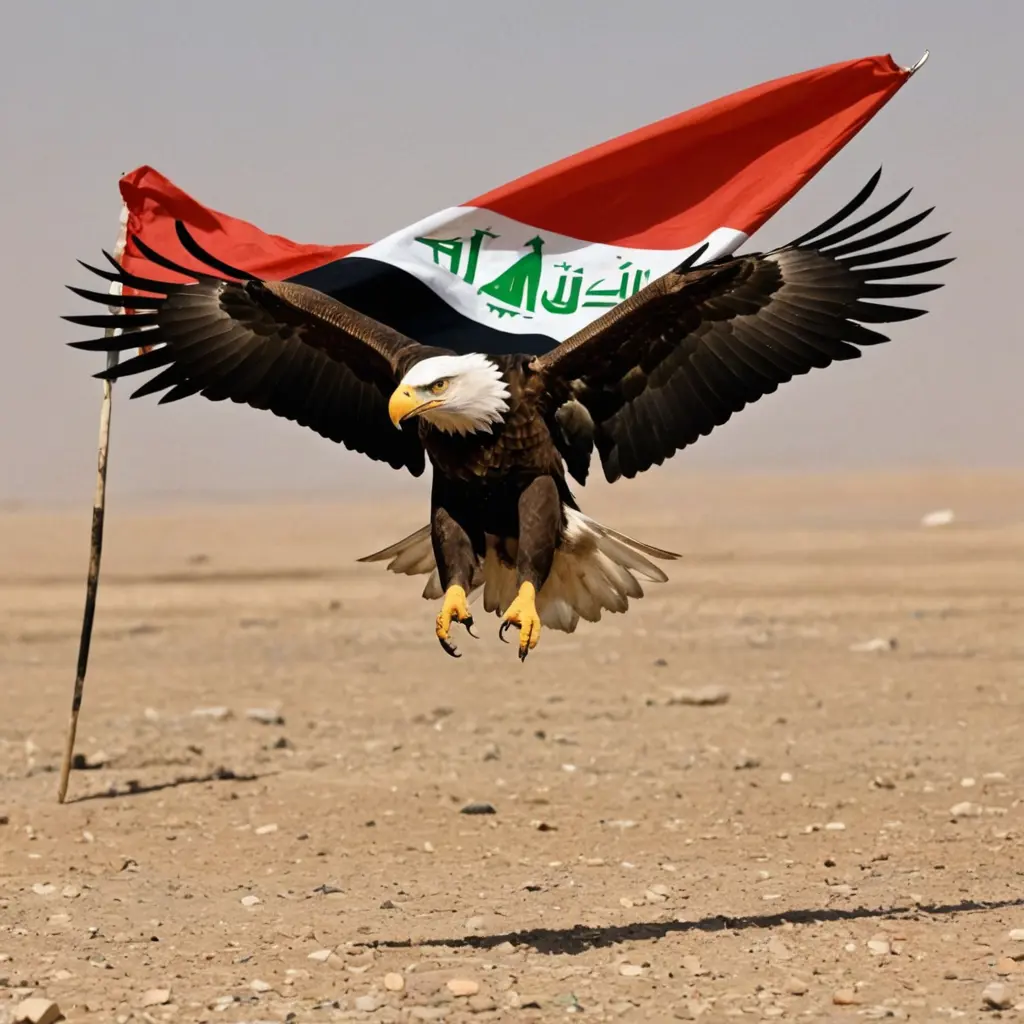 نسر يحمل صورة العلم العراقي القديم 