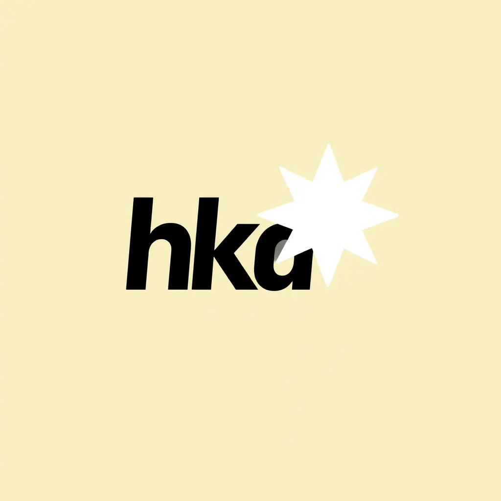 Generate a minimalistic mascot style logo in 2d for a company named 'hka' . The logo should prominently feature letters hka and star which uses cold colors palette.