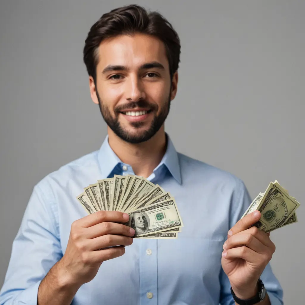 رجل يمسك اموال