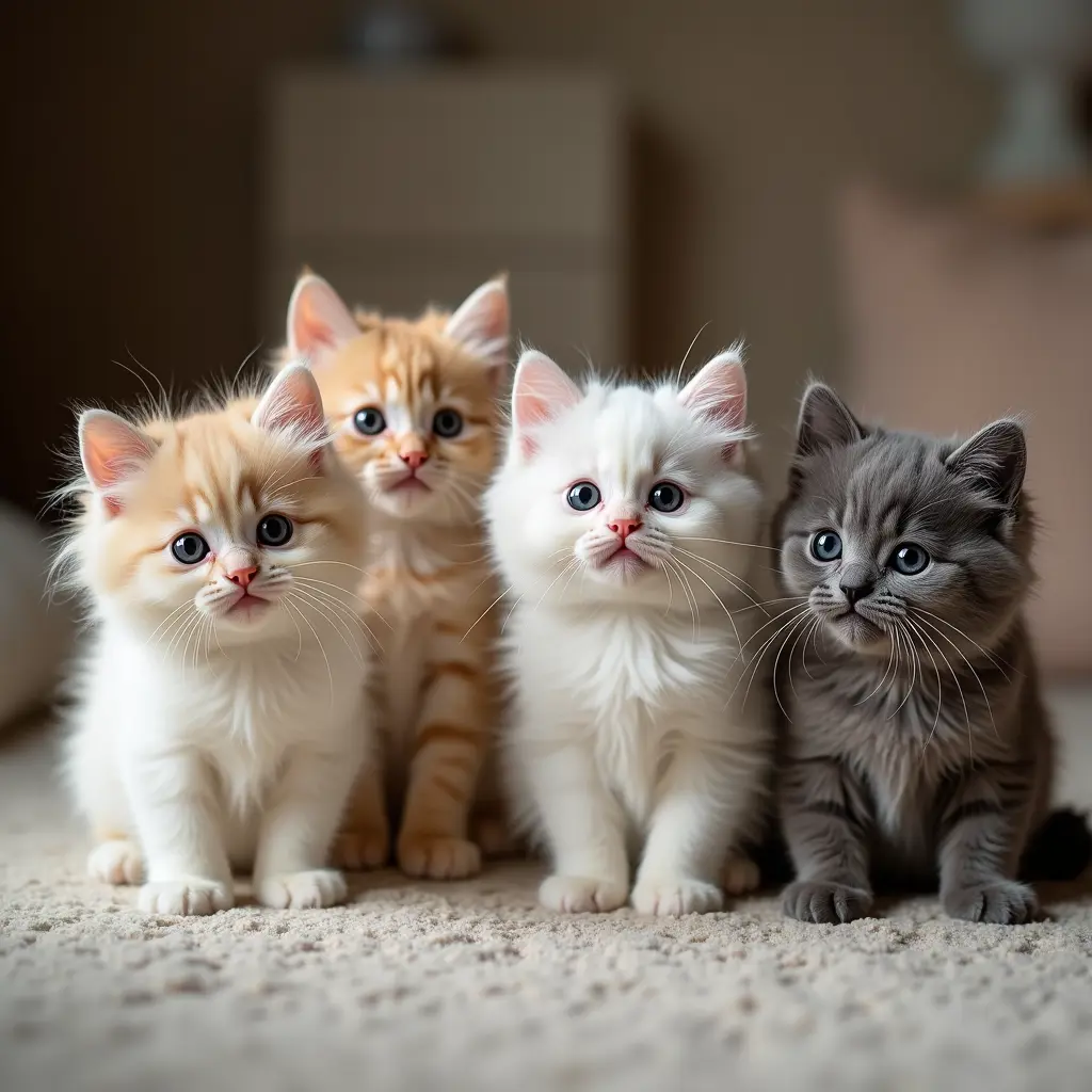 مجموعة من القطط الصغيرة ، قطط شيرازي وسلامي