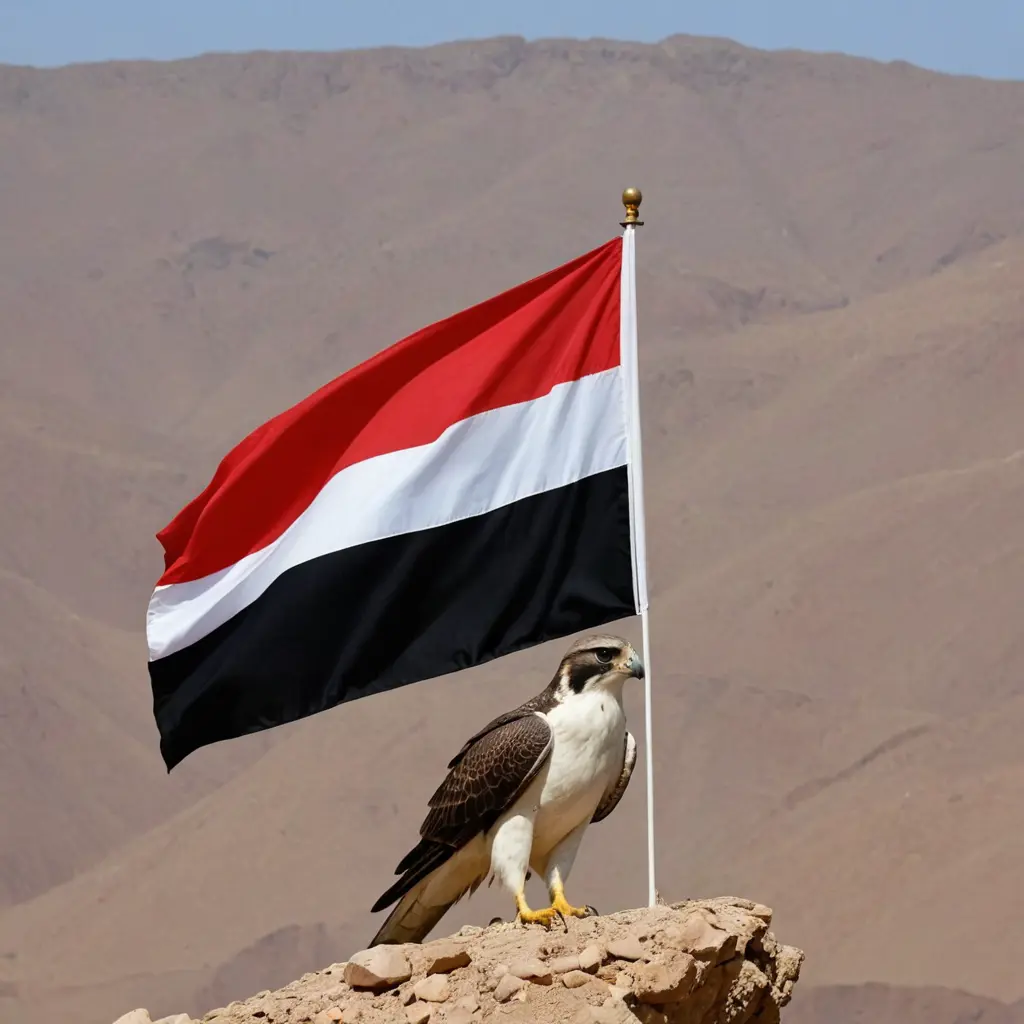 صورة صقر يمسك علم اليمن