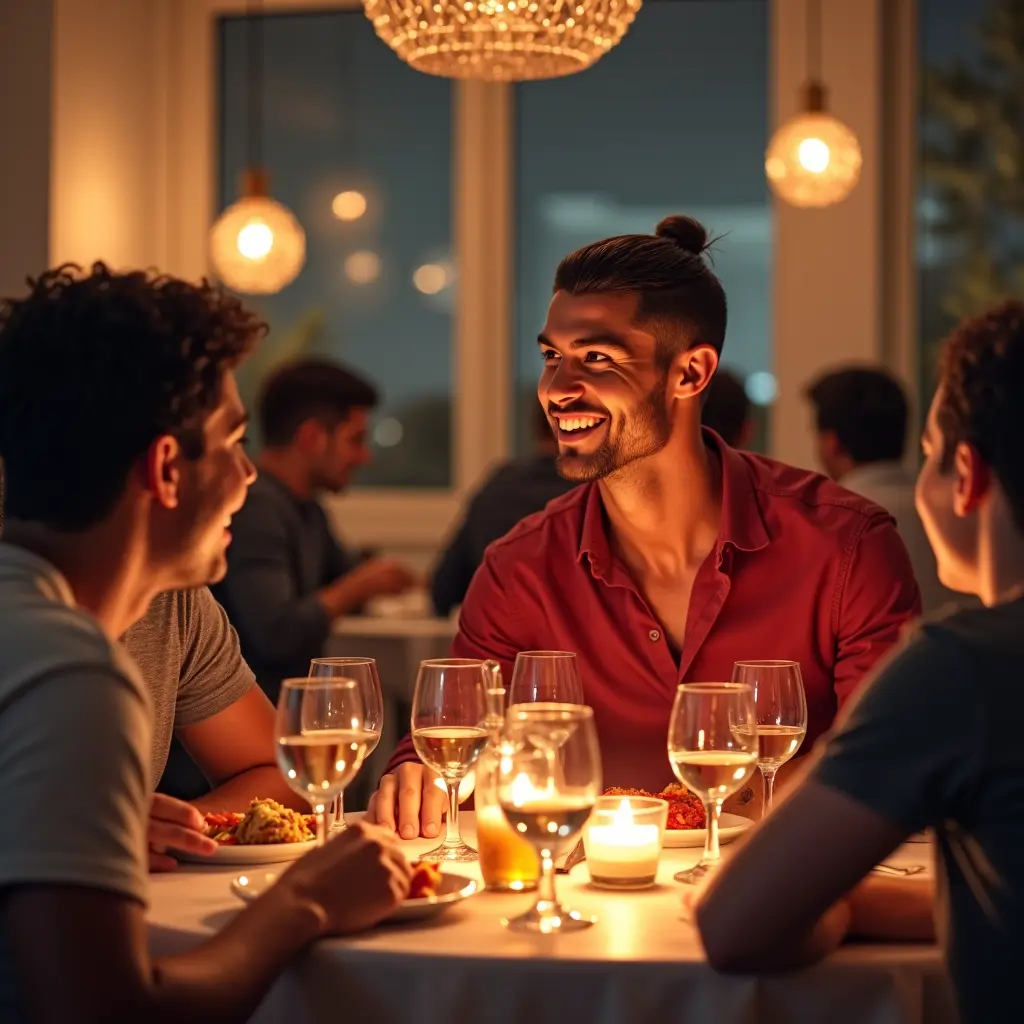 صمم لي صورة لشخص يتناول العشاء مع كريستيانو رونالدو