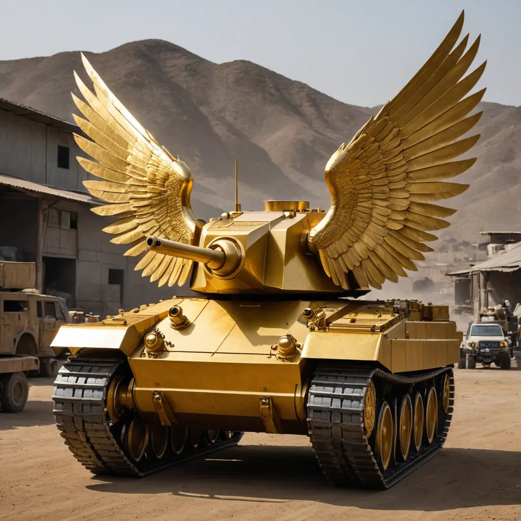 دبابة ذهبية بأجنحة كبيرة