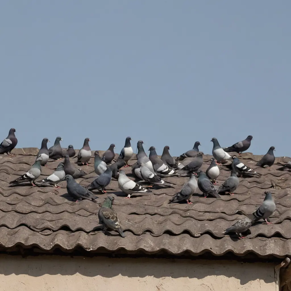 طيور حمام فوق سطح منزل