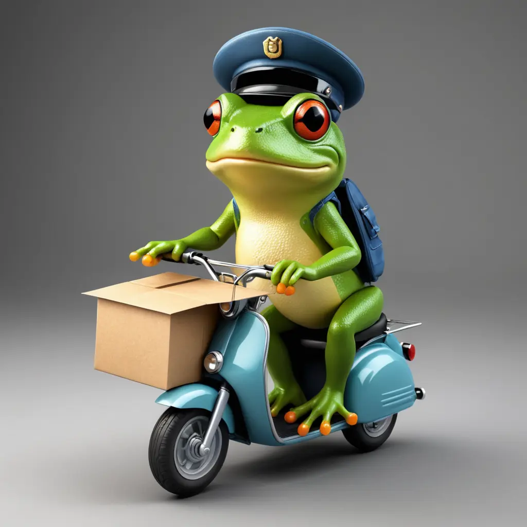 تصميم صوره ضفدع يعمل توصيل طلبات