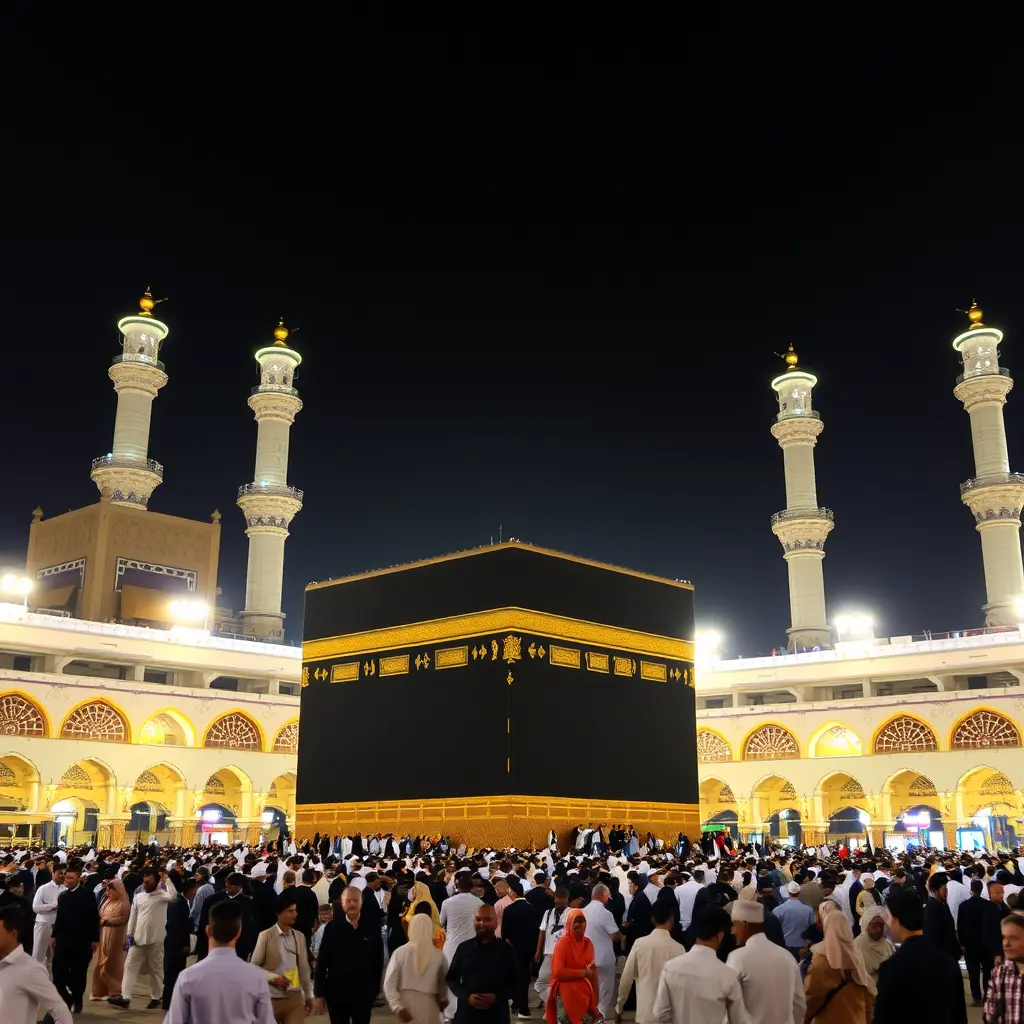 صور الكعبة ليلا