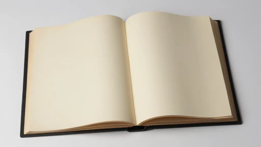 صوره لكتاب مفتوح في صفحه فارغه للتصميم عليه