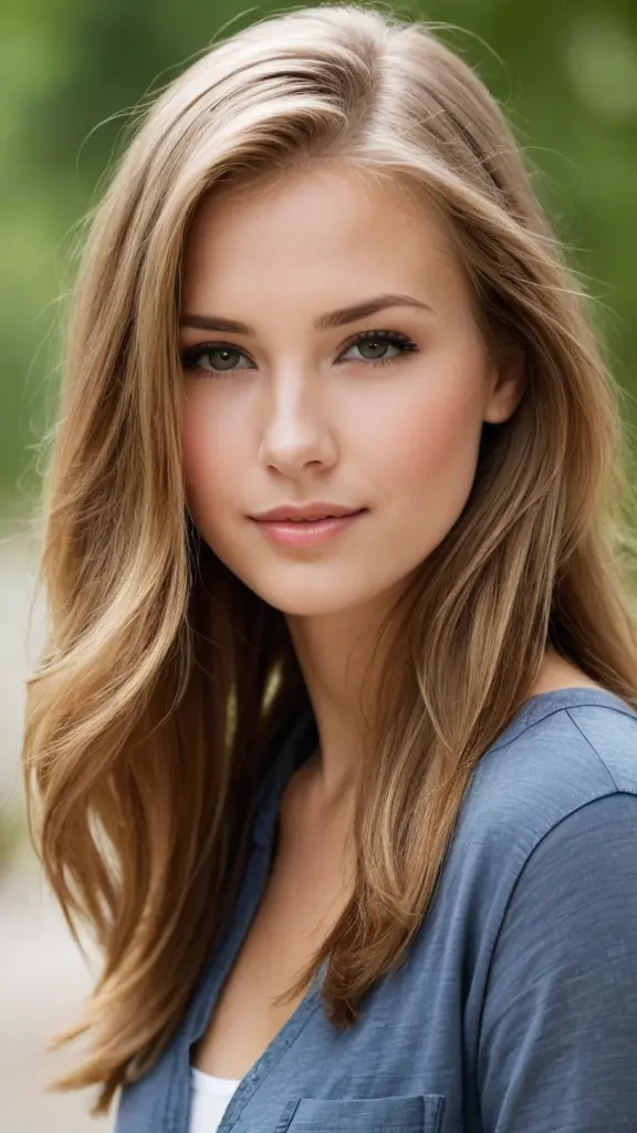 فتاة شقراء جميلة، ذات شعر بني