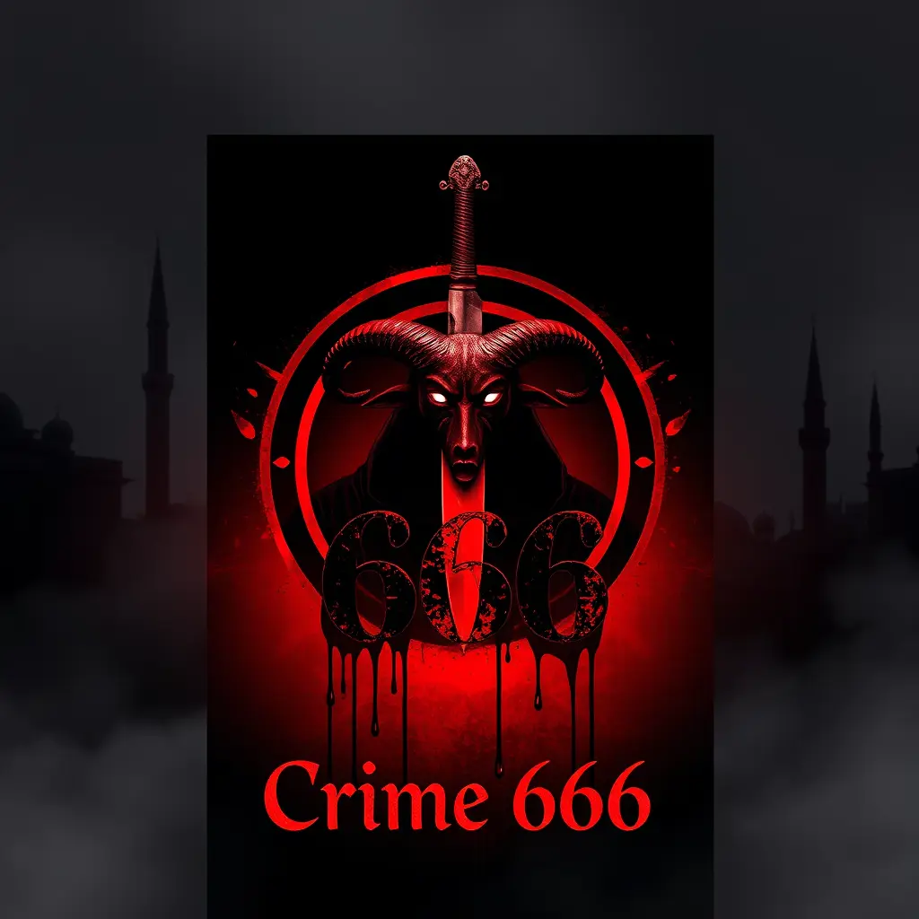 **تصميم غلاف رواية "الجريمة 666"**
### **الوصف البصري:**
**الخلفية:**
- لون **أسود دامح** يتخلله ضباب أحمر قاتم، كأنه دم يمتزج بالظلام.
- في الخلفية البعيدة، **معالم مدينة القاهرة القديمة** (مئذنة جامع، أعمدة أثرية) تظهر وكأنها تذوب في العتمة.
**العناصر المركزية:**
1. **رمز بافوميت (الخماسية داخل دائرة)**
- مرسوم بالدم في منتصف الغلاف، مع توهج خفيف حوله كالنار.
- داخل الدائرة، **ظل رجل بقنع ماعز** يحدق مباشرة في الناظر.
2. **سكين طقسية**
- مغروسة في أسفل الرمز، مع قطرات دم تتساقط على العنوان.
3. **الأرقام "666"**
- مكتوبة بأحرف متكسرة (كالزجاج المحطم) عند قاعدة الغلاف، مع تأثير **انعكاس مرعب** في الدم.
**العنوان والشعار:**
- **العنوان:** "الجريمة 666"
- خط مرعب (على طراز **خطوط الأفلام السوداء**) باللون الذهبي الباهت (كلون التحف القديمة).
- تأثير **تشققات دموية** تمر عبر الأحرف.
- **الشعار:** "عندما يقرع الشيطان أبواب العالم... سيصمت العقل ويصرخ القلب!"
- مكتوب بخط صغير أسفل العنوان، باللون الأحمر القاني.
**اللمسات النهائية:**