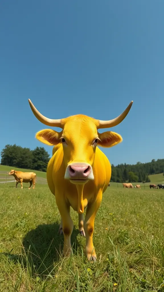 bright yellow cow
