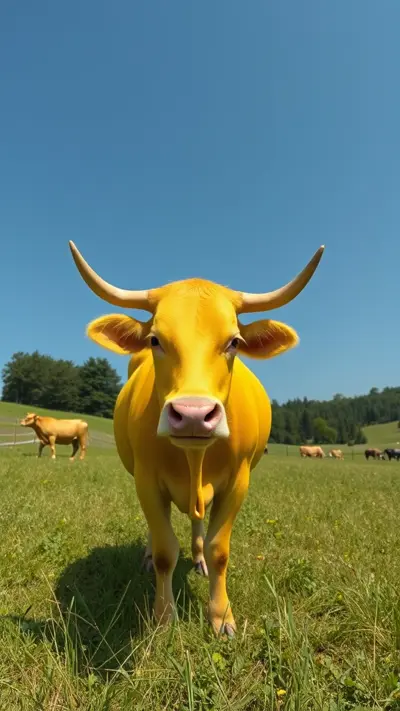 bright yellow cow