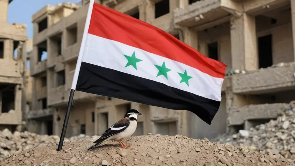 طائر الشاهين مع علم الثورة السورية