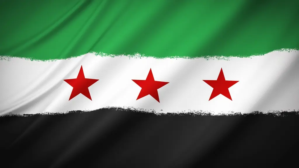 علم الثورة السورية دقة عالية جداً اللون الاخضر "للطباعة" وثلاث انجم حمر دقة عالية