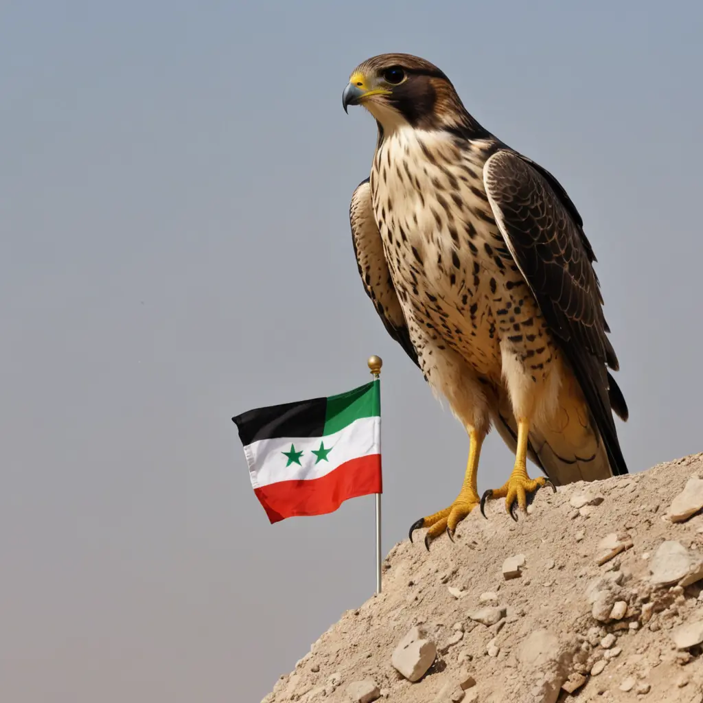 الصقر مع علم سوريا الحر