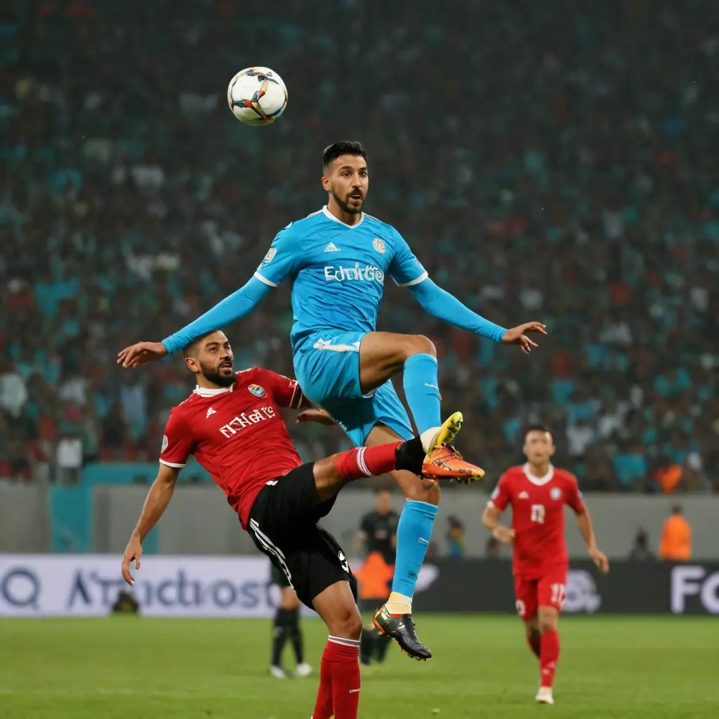 الاعب خولد يركل كرة رأسية