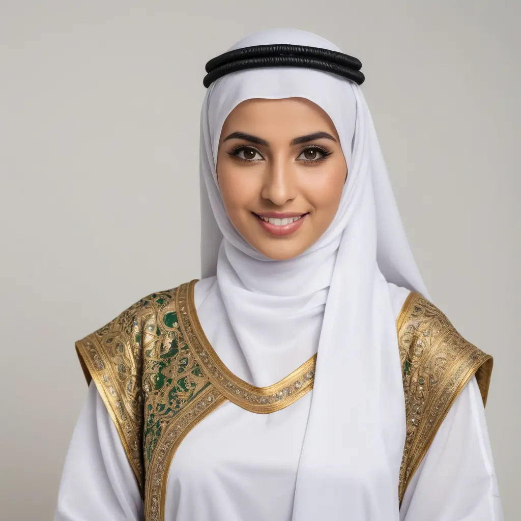 صورة امرأة سعودية ( نجداوية ) لابسة الزي السعودي القديم ( خلفية بيضاء )