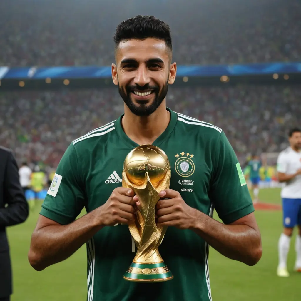 ايمن حسين يحمل كأس العالم