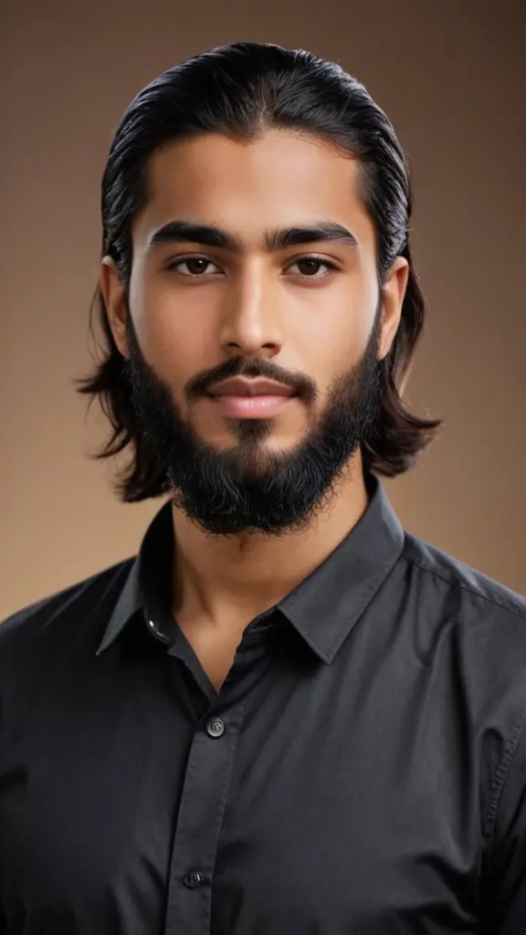 صوره شاب مسلم ملتحي و شعره طويل دون ملامح للوجه صوره كرتونيه افتراضية سوداء