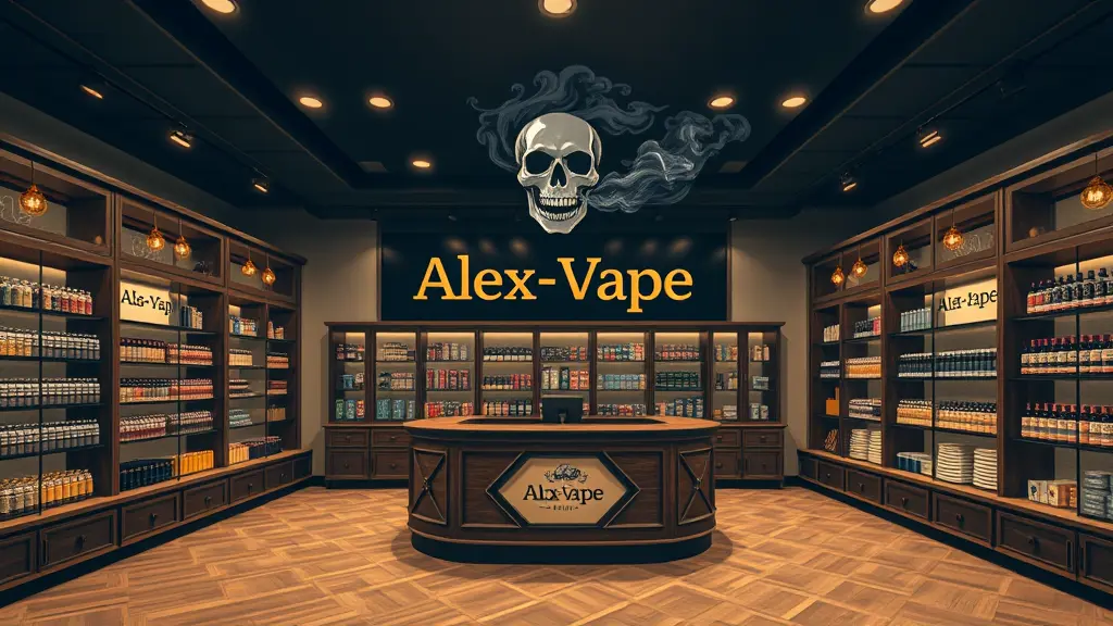 ## تصميم متجر "Alex-Vape"
#### **الطابع العام**
- **الأسلوب:** كلاسيكي مع لمسات عصرية.
* أرضية باركيه بني، سقف أسود مطفي، جدران بألوان دافئة مع إضاءة ذهبية.
#### **الأرضية**
- **نوع:** باركيه بني، يعطي إحساس الفخامة.
#### **السقف**
- **تصميم:** أسود مطفي، ي
مع الإضاءة الذهبية.
#### **الجدران**
- **لون:** دافئ، مثل البيج أو الرمادي الفاتح
- **إضاءة:** مصابيح ذهبية، موزعة بشكل يسلط الضوء .
#### **الرفوف**
- **التصميم:** رفوف خشبية أنيقة، مليئة بمنتجات الفيب والنكهات.
#### **الهوية**
- **اسم المحل:** "Alex-Vape" مكتوب بخط عصري وجذاب، مع تميزه بلون ذهبي.
- **الرمز:** جمجمة رمادية تخرج دخاناً من الفيب، توحي بالقوة والجاذبية.تعديل طاوله امايه واحده باللون الاسود والسطح بني واللوجو بسيط