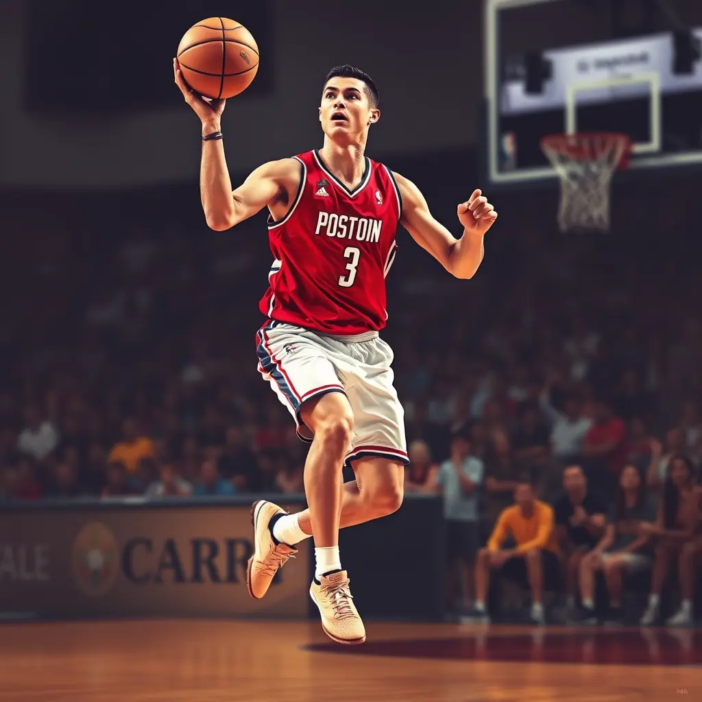 كريستيانو رونالدو يلعب كرة السلة