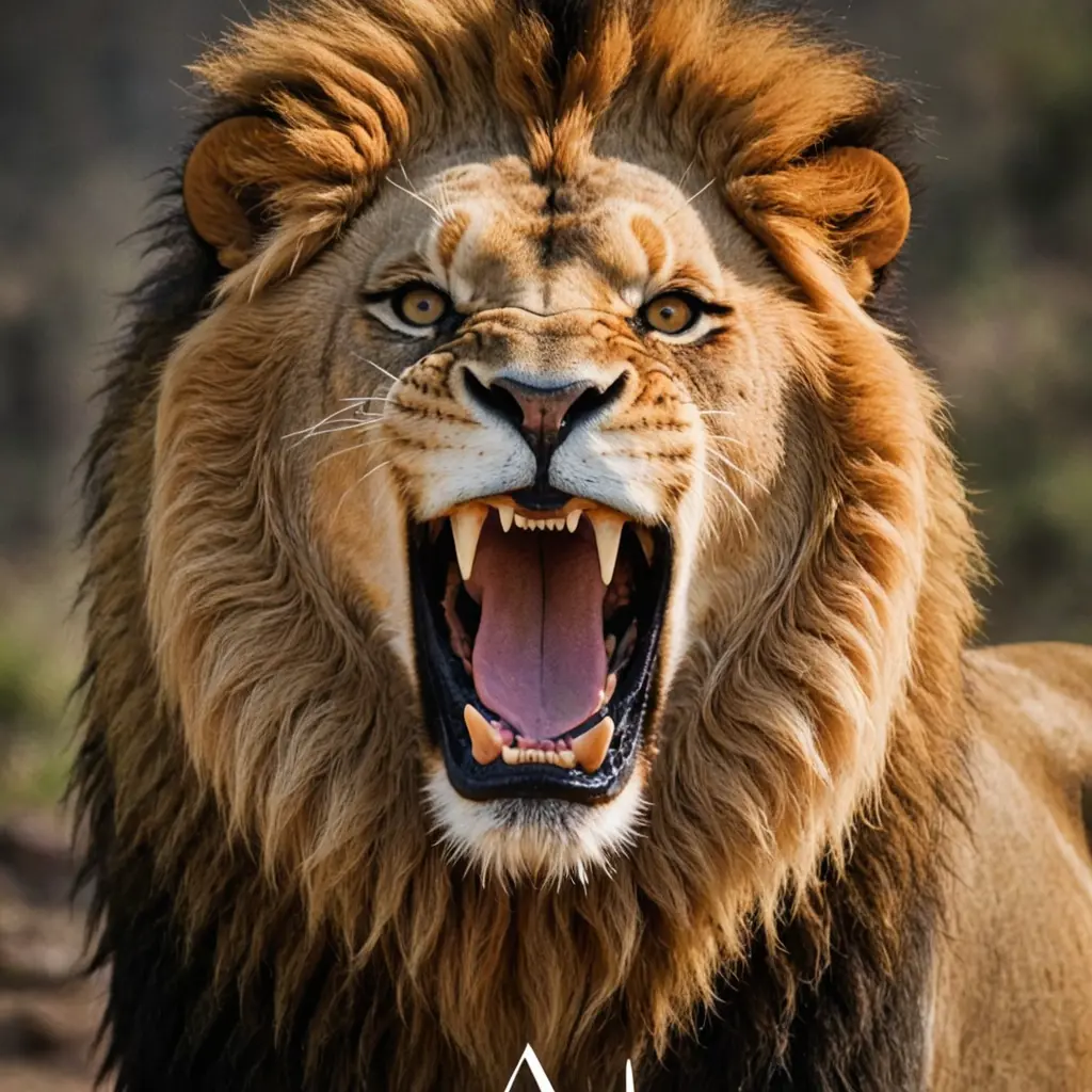 صورة رأس أسد يزأر وتحتها اسم AAM وصورة ذات طابع قوي