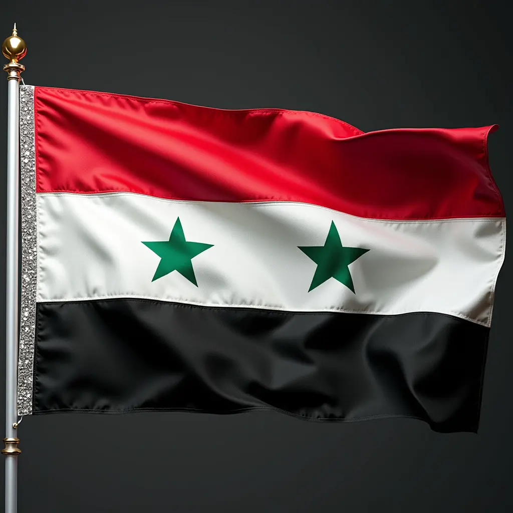 علم سوريا الحرة الجديدة مذهل الجوانب ومرصع بالماس