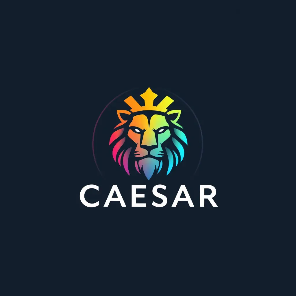 Generate a minimalistic futuristic style logo in 3d for a company named 'CAESAR Tsar' in the education field. The logo should prominently feature Mr.Mahmoud and history and lion which uses gradient colors palette.