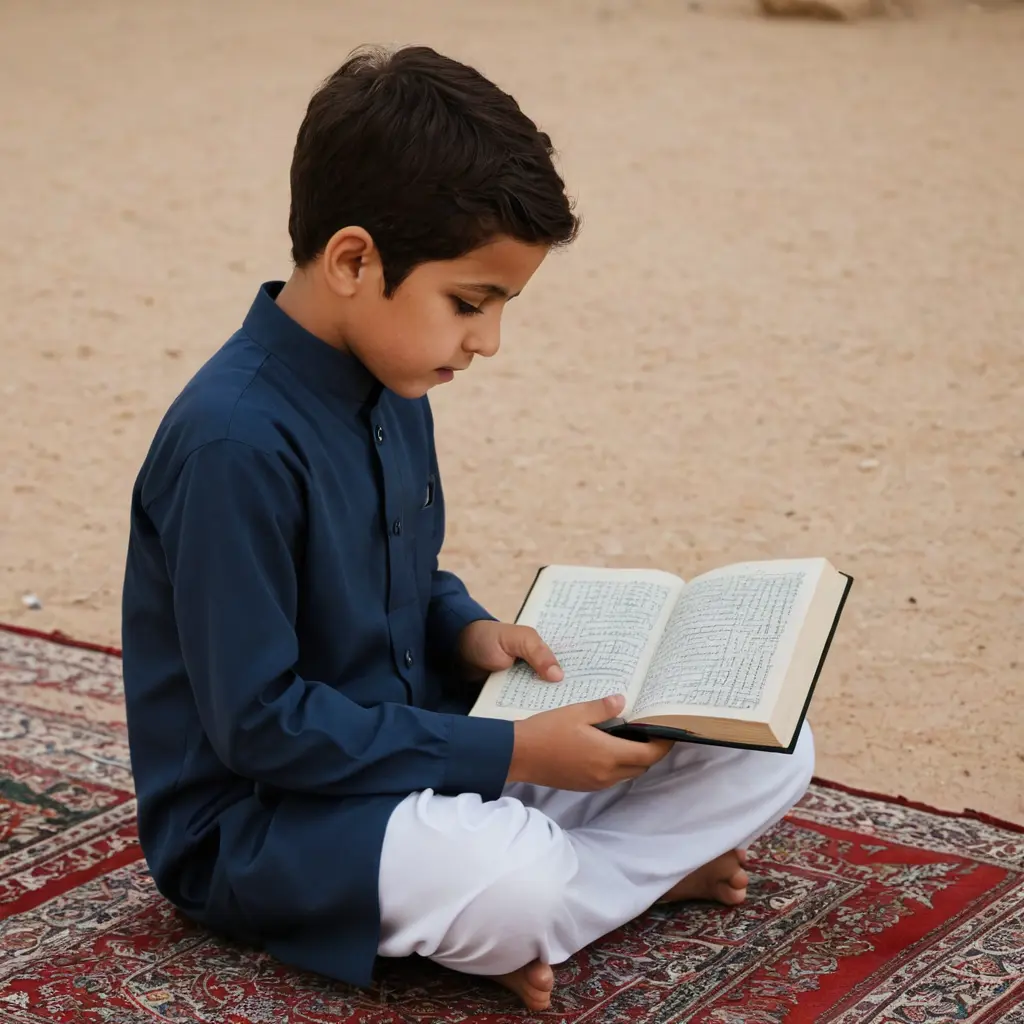 طفل خليجي يقرأ القرآن