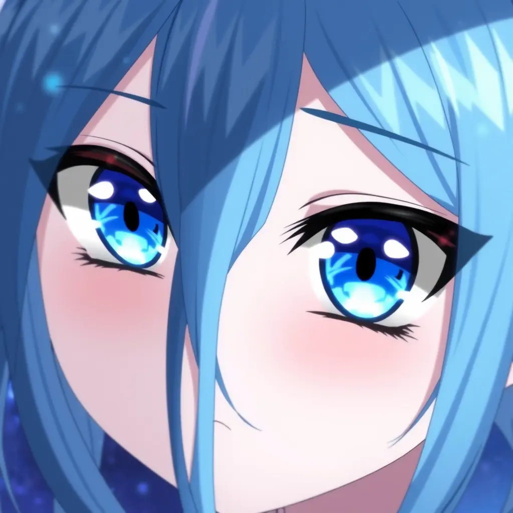 صوره ولد انمي شعره ازرق و عيون زرقاء 4k
