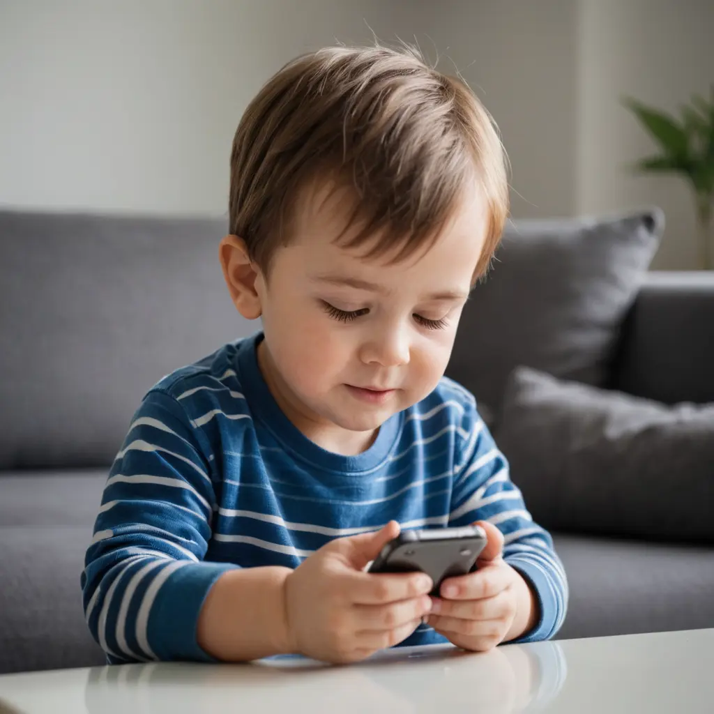 صورة ولد صغير يلعب بالموبايل