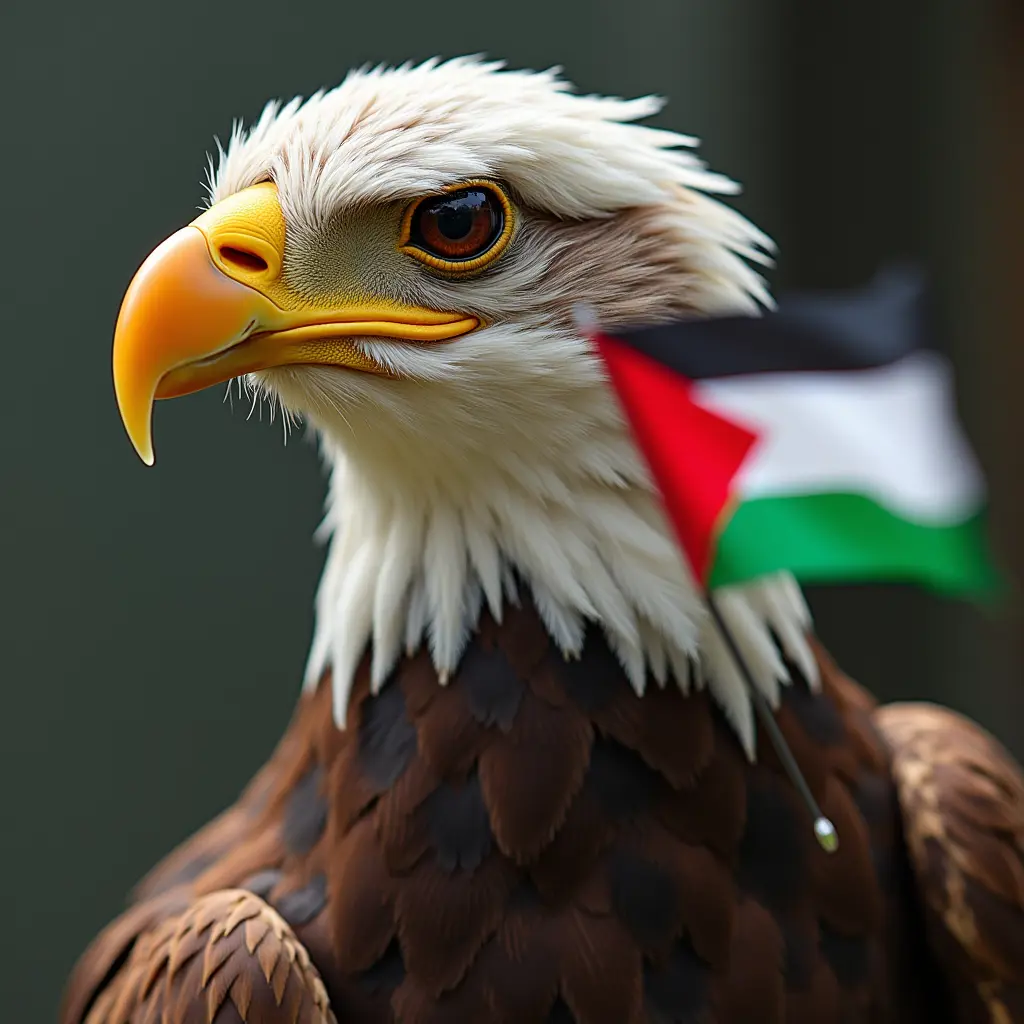 نسر عليه علم فلسطين