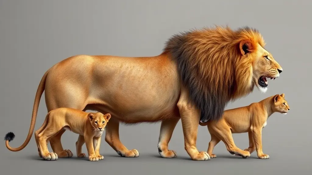 صورة لمراحل النمو عند الأسد من الوالدة إلى أن يصبح ناضجا