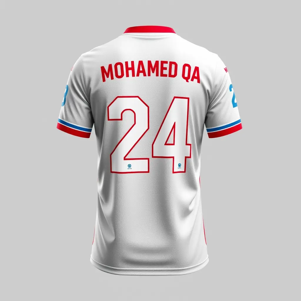 تيشرت كره قدم مكتوب عليه MOHAMED QA يحمل الرقم 24