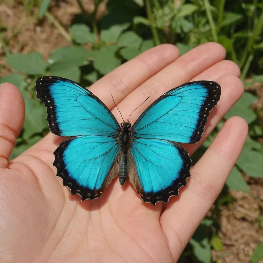 فراشة حقيقية باللون الفيروزى