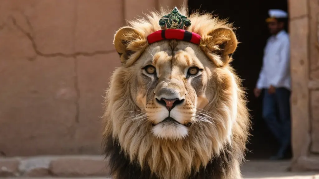 أسد لابس الزي العسكري اليمني