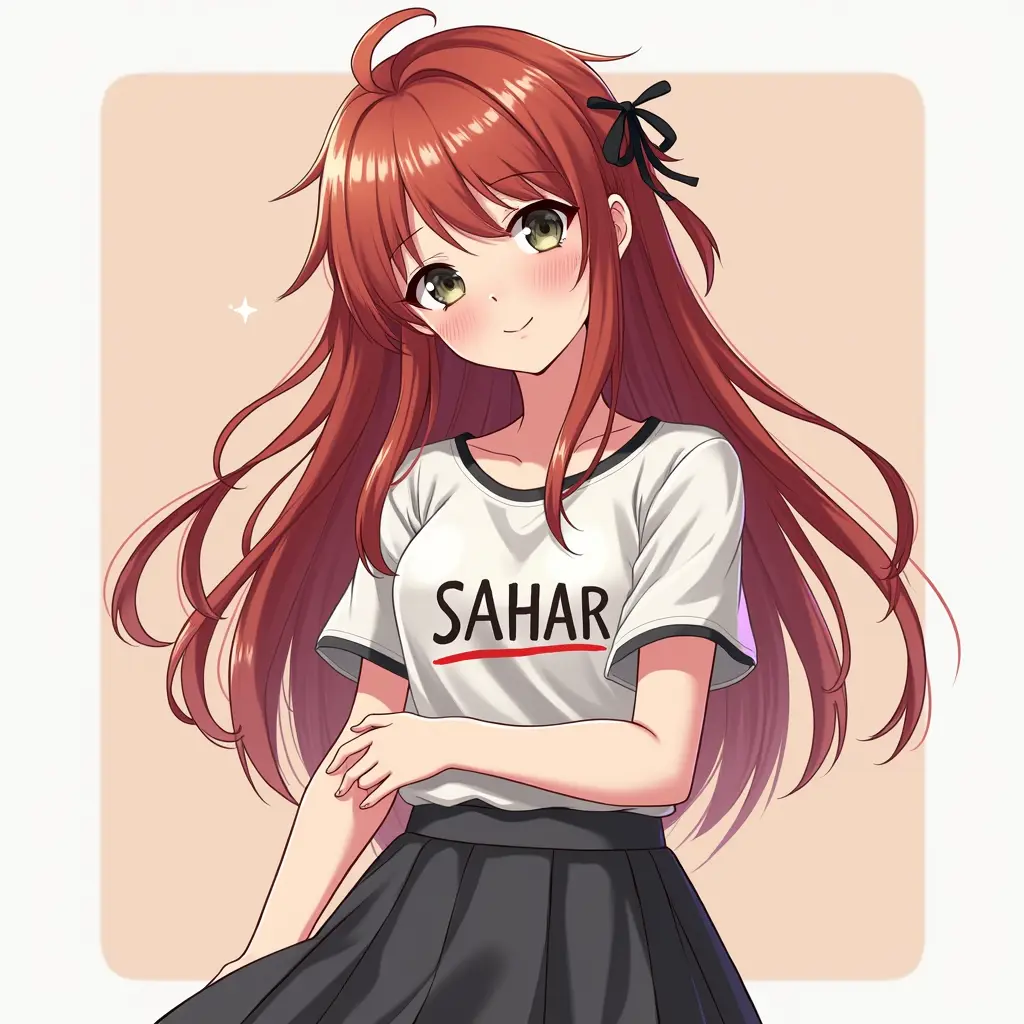 بنت من الانمي مكتوب علي التيشيرتSAHAR