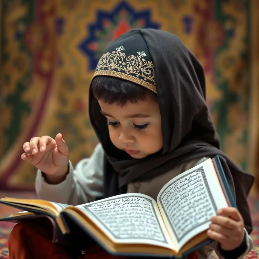 طفل مسلم يقرأ القرآن الكريم الخلفية