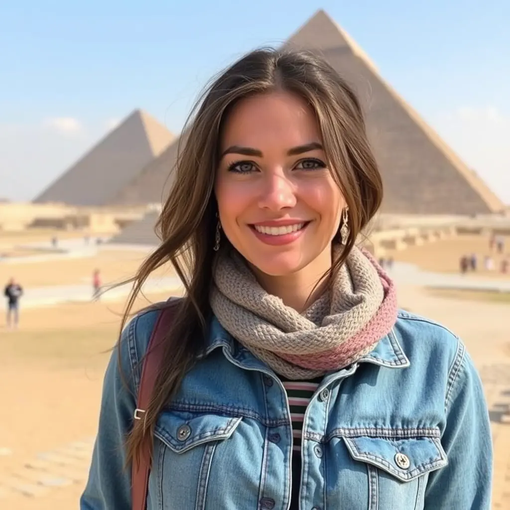 صوره الممثله جينا ستار عند الاهرامات