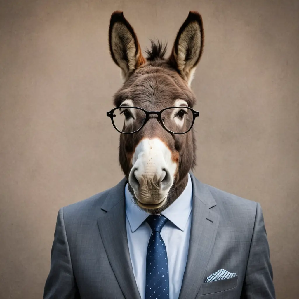 حمار لابس بدلة ونظارة