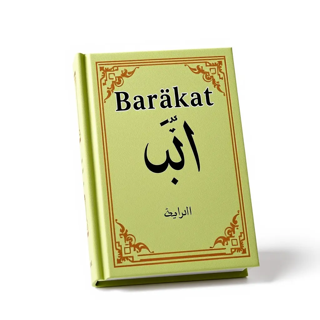 صورة لكتاب باسم "بركات" يكون لونه فستقي وخلفيته بيضاء وعليه علامة 🪄... كأنه شعار